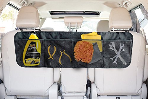 Prorighty Auto Trunk Organizer for Van, Car, SUV Backseat Storage Multipurpose Interior Back Seat Large Mesh Pockets for Tools, Cleaning Kits, Emergency Kits, BLACK - Thumbnail 3