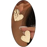 Chunky Gold Heart Statement Stud Earrings for Women Trendy Texture Wrinkle Irregular Heart Love Earrings Anniversary Valentine's Day Jewelry Gift