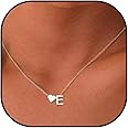 Tiny Gold Heart Initial Necklace Dainty Silver Heart Letter A-Z Necklace Personalized Monogram Name Necklaces Birthday Gifts for Women Jewelry