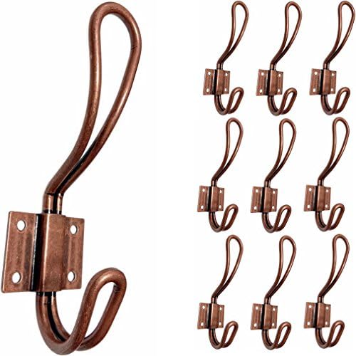 TheTimeBus 10 Pcs Big Double Hooks (Vintage Red Bronze)