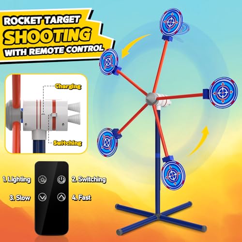 DX DA XIN Rotary Shooting Target Games for Children Includes 2 Pistols Toys 20 Foam Darts Outdoor Garden Toys Gifts for Boys 4 5 6 7 8 9 10 Years Old