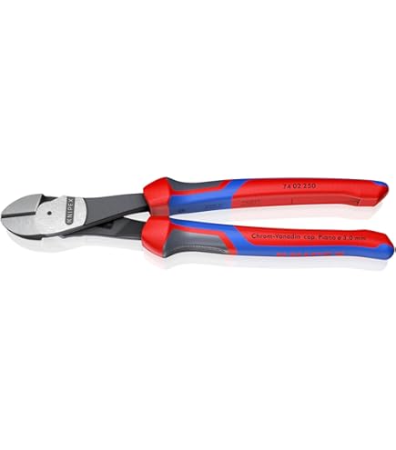 Knipex 7422250SBA 10-Inch High Leverage Angled Diagonal Cutters
