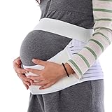 ilovebaby Pregnancy Support Belt, Maternity Belt – Support Waist / Back / Abdomen Band, Belly Brace Velcro Attachments, White Color, Size Large