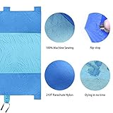 Beach Blanket Oversized, 10’x8’ Sand Proof Beach Picnic Blanket Made of 100% Parachute Nylon Anchored with XL Sand Bags …