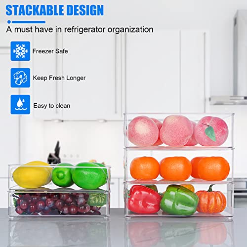 Clear Refrigerator Organizer Bins, Wide Plastic Stackable Food Containers for Pantry, Cabinet, Kitchen Organizers Bins 12 Pack-NOT DISHWASHER SAFE