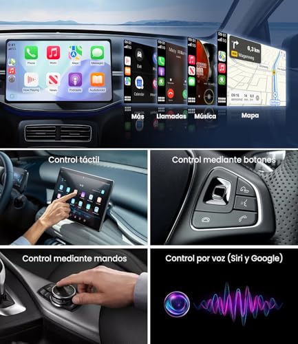 AYATAHA Adaptador CarPlay Inalámbrico 2 en 1, Compatible con Apple CarPlay y Android Auto, Adaptador Wireless para Coche Compatible, Conexión Automática Bluetooth 5.3 WiFi 6 Plug and Play Mini