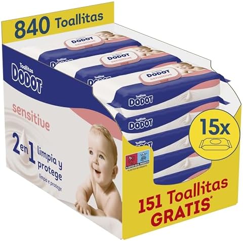 Toallitas Bebé Sensitive, 840 Toallitas (15 Packs x 55 uds)