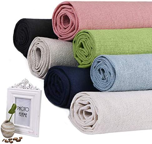 7 Pcs/Set Linen Needlework Fabric Solid Colour for Table Cloth Garments Embroidery Crafts Accessories 5050cm(19.719.7inch) Square(7 Color)