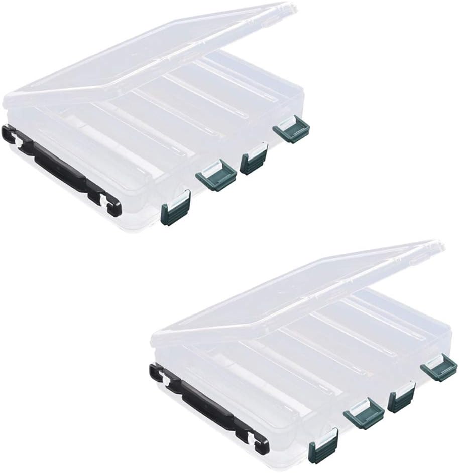 inherited 2 pcs Fishing Box, 10 Compartments Fishing Tackle Case, Double Sided Ventilated Lure Terminal Tackle Bits Storage Box with Drainage Holes(20 * 17 * 4.5cm)