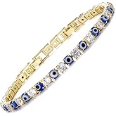 UOOANUO Evil Eye Bracelets for Women 18K Gold and Silver Filled with 4MM Cubic Zirconia Tennis Bracelet Evil Eye Jewelry