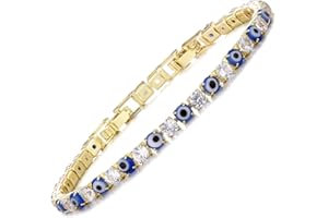 UOOANUO Evil Eye Bracelets for Women 18K Gold and Silver Filled with 4MM Cubic Zirconia Tennis Bracelet Evil Eye Jewelry