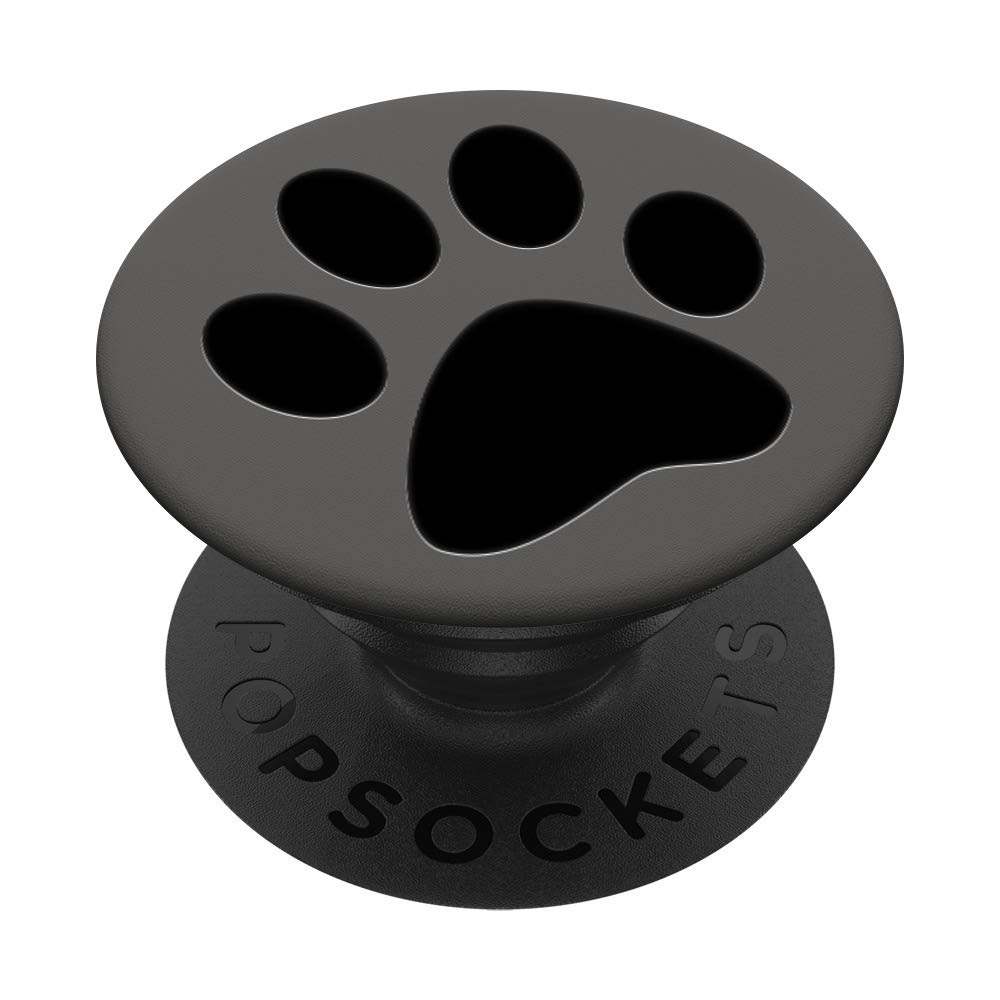 Black Dog Paw Print on Space Grey PopSockets PopGrip: Swappable Grip for Phones & Tablets