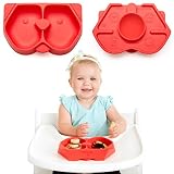 Nummy Bowl - 100% Pure Platinum Silicone Bowl with Hidden Suction Cup for Babies and Toddlers | Plastic-Free, Non-Toxic and Earth-Friendly | Microwave and Dishwasher Safe (Puppy Pal Collection, Red)