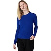 Style & Republic 100% Pure Cashmere Long Sleeve Crew Neck Sweater for Women (Royal Blue, Large)