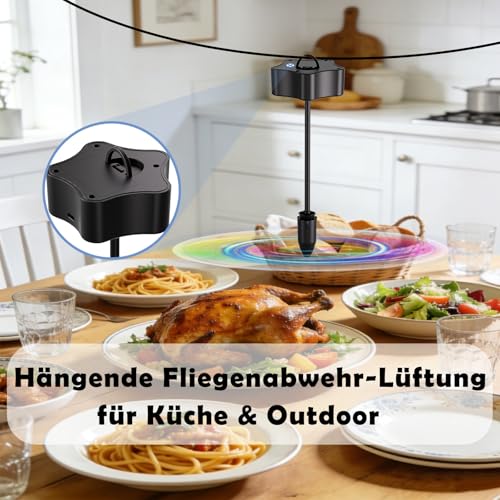6 Fly Wafers, USB-C Rechargeable Fly Fans for Tables, Portable Fly Repellent Fan with Holographic Reflective Wings, Quiet Fly Repellent for Indoor and Outdoor Use, Barbecue, Picnic
