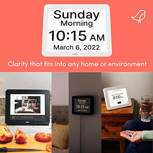 Robin Clock with Day and Date for Elderly, Clocks for Seniors, Dementia