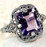 Huge Natural 3.5Ct Tanzanite 925 Silver Ring Women Wedding Engagement (Purple #10)
