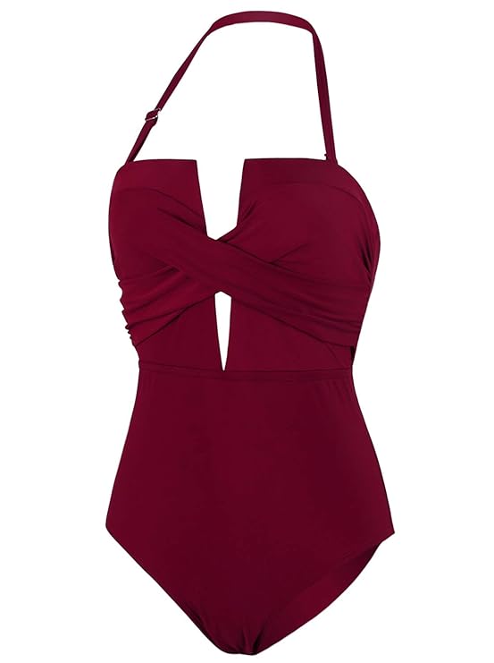 Buy VIJIV Womens One Piece Black Swimsuit Sexy Tummy Control Halter Low