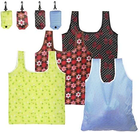 Shopping Tote Bag ZoomSky Reusable Grocery Food Bag Heavy Duty Foldable Shopping Bag Waterproof Shopper Pouch for Fruits Veggies (Flower)