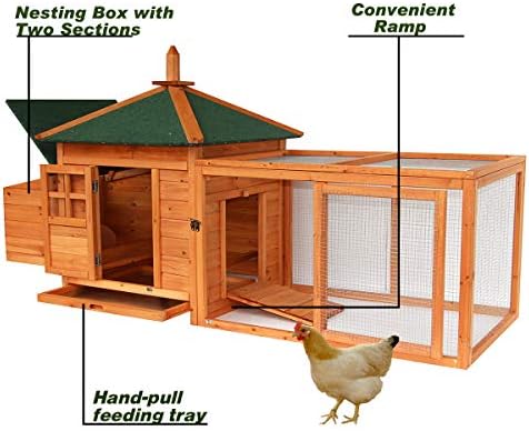  Lovupet Waterproof Wooden Chicken Coop Backyard Nest Box 