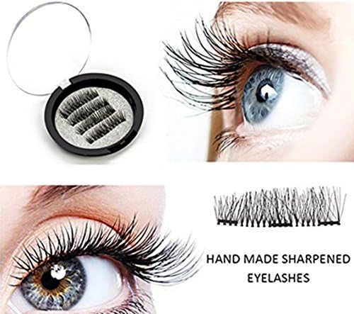Magnetic Eyelashes Full Size With Three Magnetics No Glue - Magnet False Eyelashes Full Eye - Ultra Thin Full Extension 3D Fake Eyelashes-Easy to Apply & Reusable-Curved Ready-4 Pieces (1Pack)