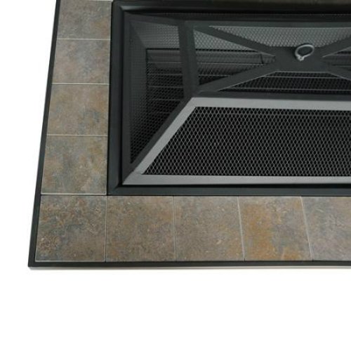 Axxonn Outdoor Rectangular Ceramic Tile Top Fire Pit Brownish