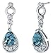 Peora London Blue Topaz Teardrop Earrings for Women 925 Sterling Silver, Natural Gemstone Birthstone, 1.50 Carats total Pear Shape 7x5mm, Friction Backs