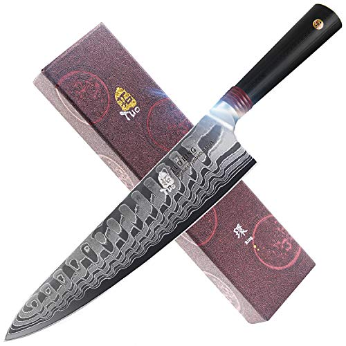 TUO 9.5" Damascus Chef’s Kitchen Knife Japanese AUS10 HC Steel