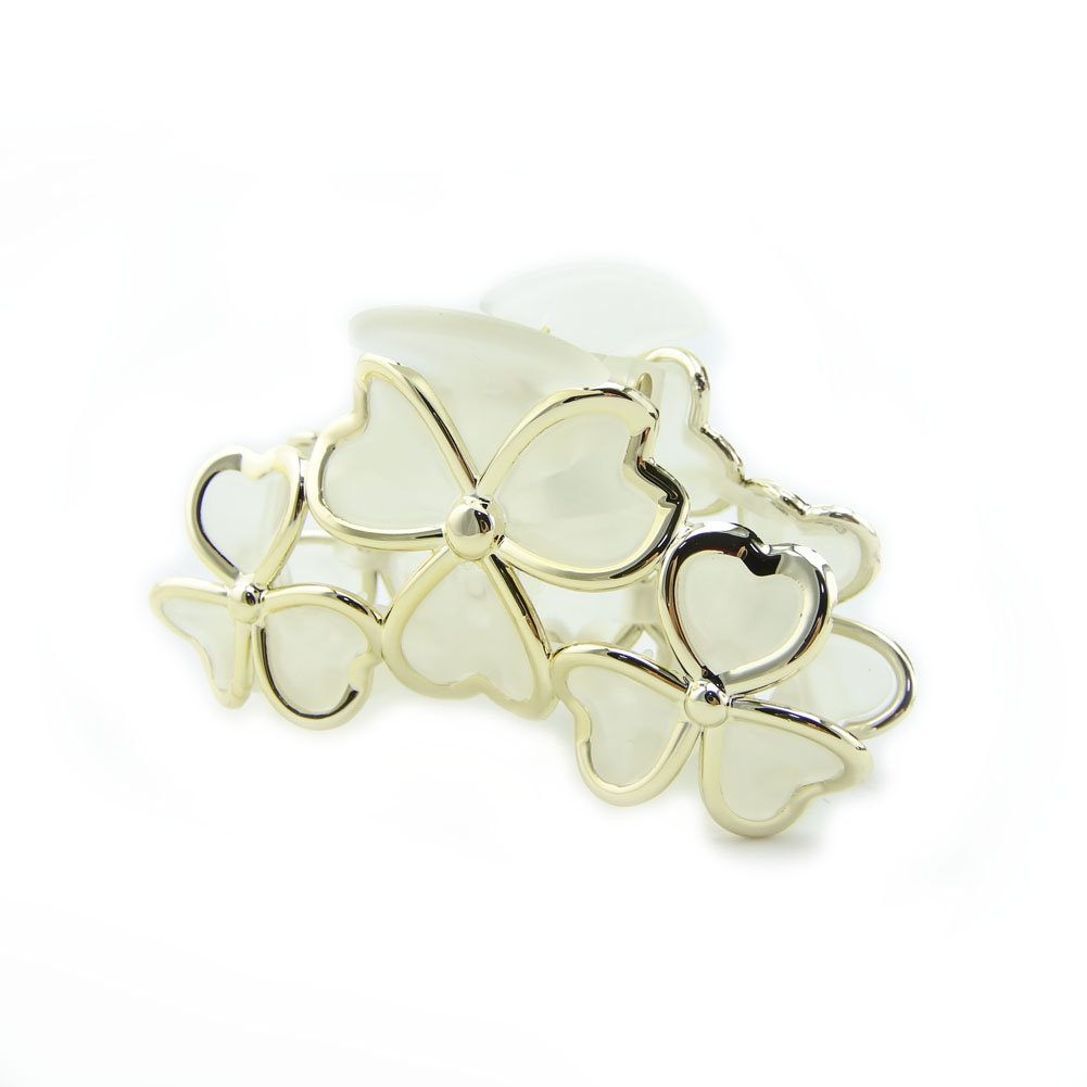 Meilliwish Clover Flowers Beautiful Hair Claw Clip for Women Girls 1 PCS(D63)(White)