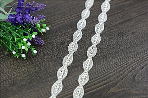 1yard Delicate Wedding Applique bridal applique with rhinestone,shiny sash applique, crystal wedding dress belt applique