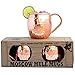 Morken Barware Moscow Mule Mugs - Set of 2 - Premium 1/2 Pound Mugs - 100% Solid Copper - Hammered Finish - 16oz