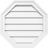 Ekena Millwork GVPOC14X1402SN Octagonal Surface Mount PVC Gable Vent, 14"W x 14"H, Factory Primed White