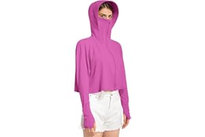 Locachy Womens UPF 50+ Sun Protection Jacket Lightweight Zip up Outdoor Running Hiking Hoodie with Face Mask