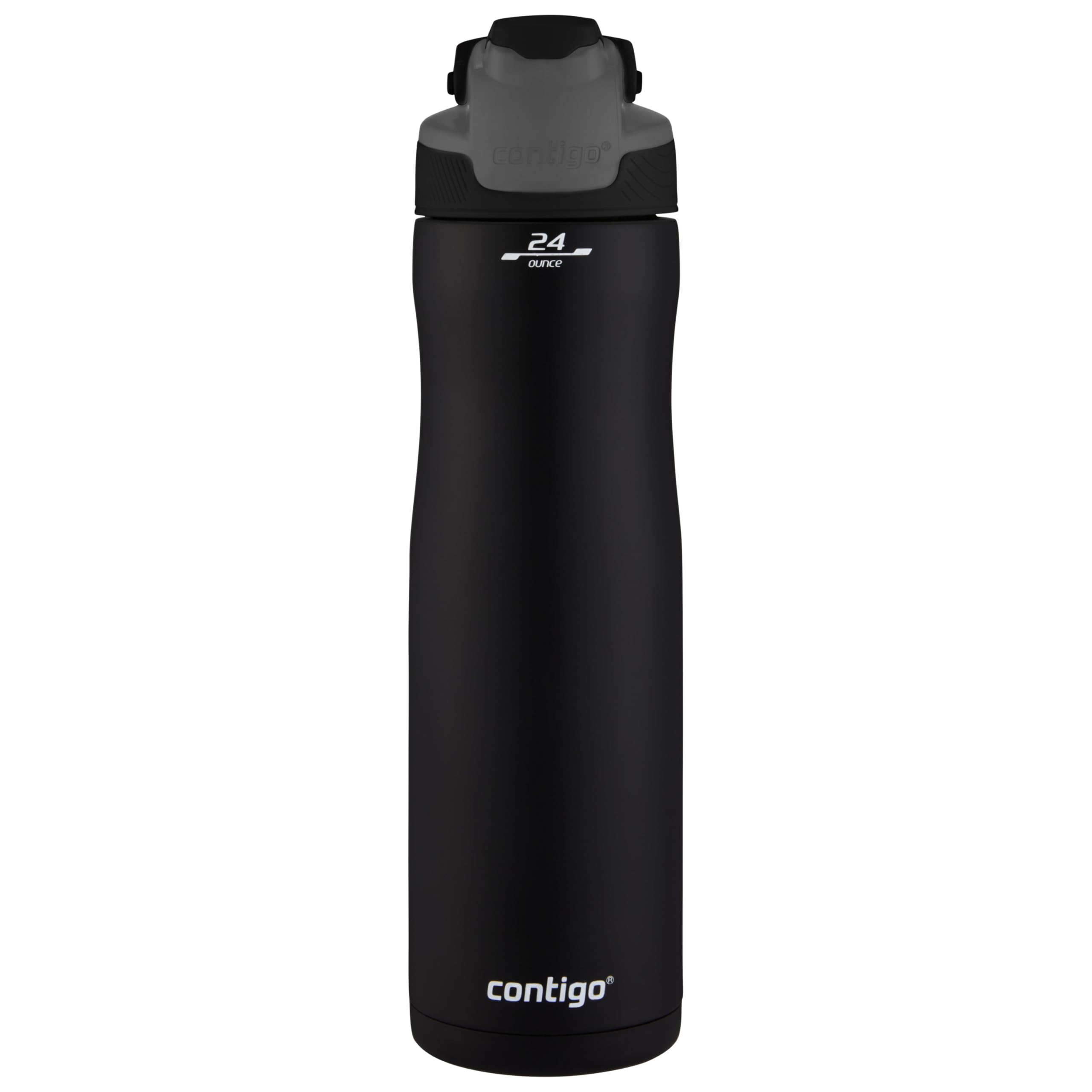Contigo Drinking Bottle Autoseal Chill Matte Black, stainless steel water bottle with Autoseal technology, insulated bottle keeps beverages cool for up to 28 hours, BPA-free, 720 ml