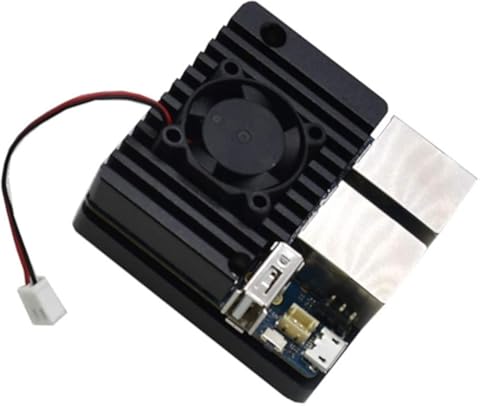 chenpaif Mini Router Caja de enfriamiento de Carcasa de Metal CNC Cubierta Protectora con Ventilador de enfriamiento para NanoPi R2S Mini Router Radiador Azul