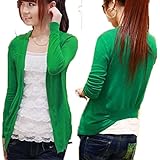 Icibgoods Sports Candy Colors Women's Open Front Cardigan Sweater Green