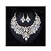 Hamer Gothic Jewelry White and Black Crystal Charms Choker Necklace and Earrings Wedding Jewelry Sets for Brides Prom Costume Jewelry for Women (White)