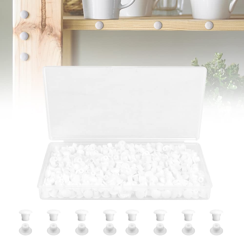 SIYINGSAERY 500 PCS Drill Hole Cover Caps 8mm Plastic Hole Plugs Screw Hole Plugs White Cabinet Hole Plugs Blanking End Caps for Locking Hole Tube Furniture Kitchen Cabinet Cupboard Closet Bookcase