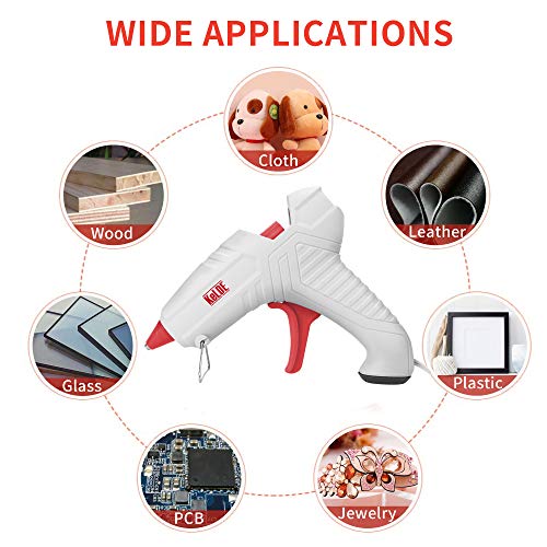 Hot Glue Gun Kit, KeLDE UL Certified Full Size Glue Gun with 20pcs 4x0.44-Inch Heat Glue Sticks, with Rubber Coating at Bottom, Bonus Scissors and Glue Gun Pad, 40 Watts