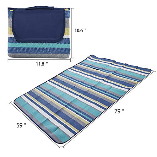 Besiva Picnic Mat, Extra Large Picnic Blanket Dual Layers for Outdoor Water-Resistant Handy Mat Tote Spring Summer Great for The Beach,Camping on Grass Waterproof Sandproof, 59" x 79",sr3 - Thumbnail 2