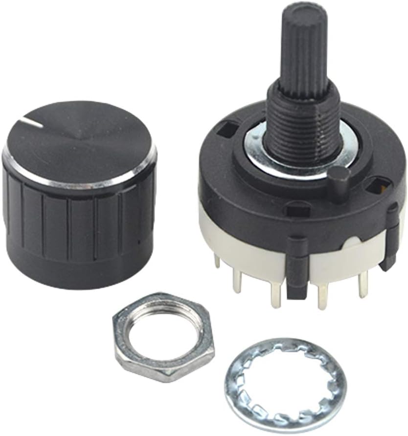 WMYCONGCONG 3 PCS RS26 4P3T 4 Pole 3 Position Selectable Band Selector Rotary Switch with Knob, Black - Image 3