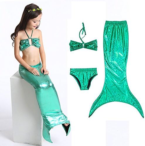 Kids Girl's Mermaid Tail Swimwear Swimsuit 3pcs Bikini Set Bathing Suit