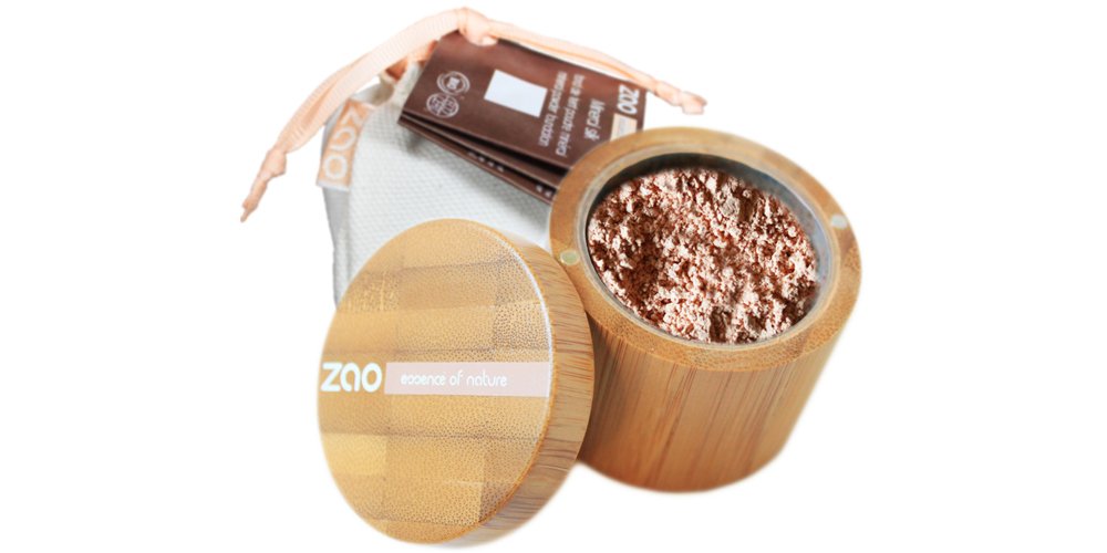ZAO Mineral Silk 502 Loose Powder Mineral Makeup Ivory/Light-Beige in a Bamboo Container Certified Bio / Ecocert / Cosmebio / Natural Cosmetics