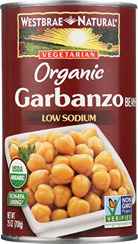 Westbrae Natural Organic Garbanzo Beans, No Salt Added, 25 Oz (Pack of 12)