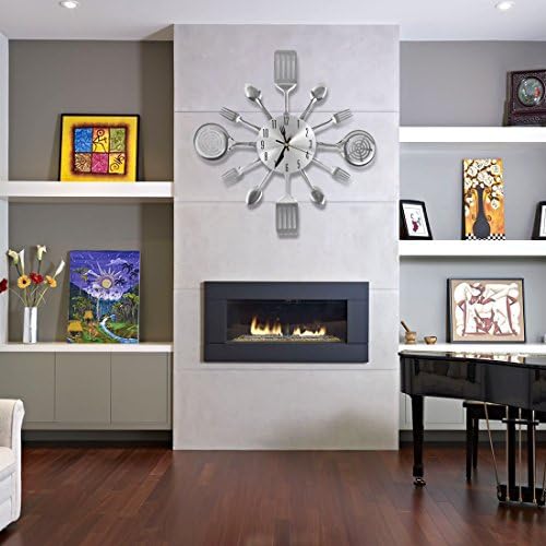 Large kitchen clock with fork and battery design, priced at $21.99.