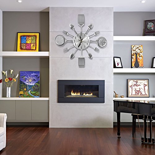 CIGERA 16 Inch Large Kitchen Wall Clocks with Spoons and Forks,Great