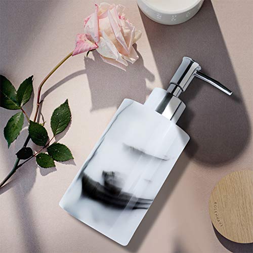 SUNTA Soap Dispenser, Refillable Resin Marble Style Lotion Liquid Soap Shampoo Dispenser Pump Bottle Container for Kitchen, Bathroom - White (250ml/8.5oz) - Thumbnail 7