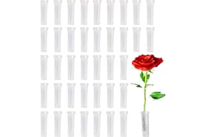 Hyamass 40-Pack Clear Plastic Floral Water Tubes - Florist-Grade Stem Holders for Hydration, Flower Arrangements Supplies with Leakproof Caps (Weddings/Bouquets)