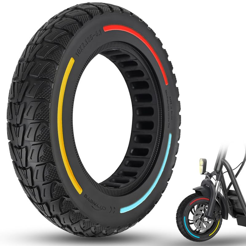GLDYTIMES 10x2.125-6.1 Inch Solid Tyre Off Road Tyre Fit for EVERCROSS EV10K PRO NIU KQi2 Pro isinwheel S9MAX Ninebot F25I Electric Scooter Tyre, Replacement for 10x2 10x2/54-152 Original Tire