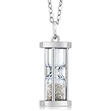 Amazon Com Gem Stone King 925 Sterling Silver Hourglass Pendant Necklace For Women With 0 75 Ct Emerald Dust And 18 Inch Silver Chain Clothing Shoes Jewelry